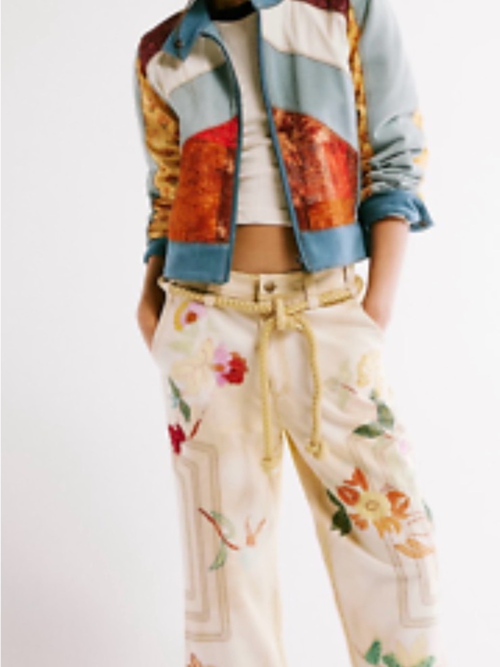 Free people Electric Sanda Cropped embroidered pants